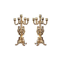 Design Toscano Grande Chateau Beaumont kandelaar kandelaars, 51 cm, set van twee, polyresin, goud