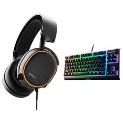 SteelSeries Arctis 5 Cuffie da gioco con illuminazione RGB e tecnologia surround DTS Headphone:X v2.0 per PC e PlayStation 5, Nero & Apex 3 TKL, RGB tastiera da gaming