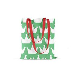 Bonamaison Printed Tote Bag, Reusable Grocery Bag, Shopping Bag, Machine Washable, Foldable, Canvas Cloth Bag with Red Handles, Size: 34x40 Cm