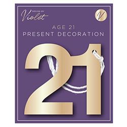 Design By Violet Age 21 Present Decoration - Perfect for Decorating Wrapping Paper, Gift Bags, Gift Boxes, Balloons or Flowers