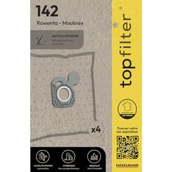 TOP FILTER Set of 4 Vacuum Cleaner Bags for Moulinex/Rowenta, Synthetic, 26 x 18 x 3.5 cm