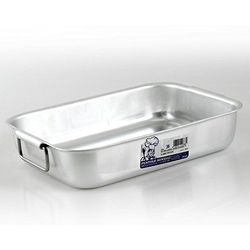 Pentole Agnelli ALMA15136 Alluminio Professionale 3 mm, Teglia/Rostiera Rettangolare Angoli Tondi Mezzo Peso, 36 x 26 cm