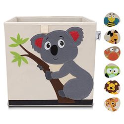 LIFENEY Children's Storage Box with Koala Motif, Toy Box with Animal Motif, Suitable for Cube Shelves, Organiser Box for the Children's Room, Storage Basket Children