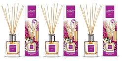 Reed Diffuser Areon 3 x 150 ml/paars/parfum voor thuis of op kantoor, langdurig aroma, rietstickset voor diffuser (3 stuks)