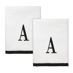 Avanti Linens - Lot de 2 essuie-Mains, en Coton Doux et Absorbant, (Collection Monogramme, A), Taille S
