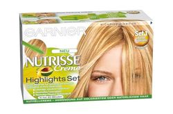 Garnier Conjunto de madeixas de cor creme, 1 para madeixas claras, conjunto de madeixas para cabelo loiro claro (com óleo de abacate), Nutrisse, louro, 3 unidades