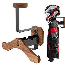 Helmet Holder- BoldByPIN Motorcycle Helmet Rack Wall Mount, Solid Wood & Heavy Duty Steel Helmet Wall Mount for Motorcycle/Football/Cycling Skiing/Tactical Gear Wall Hanger