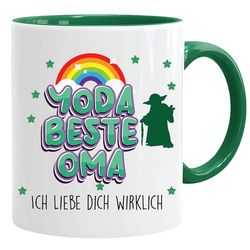 Tasse avec inscription en allemand « Yoda beste Oma. Ich liebe dich wirklich » Yoda, Baby Yoda, tasse de bureau, tasse à café amusante, tasse grand-mère, tasse en faïence, tasse grand-mère 2023, tasse