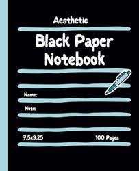 Black Paper Notebook: Black Color Sheets for Gel Pens | Cute Doodle Lines Cover