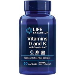 Life Extension, Vitamina D3 y K2, con Yodo Marino, Depot, 1 Cápsula cada 5 Días, 60 Cápsulas, Probado en Laboratorio, Sin Gluten, Sin Soja, No GMO