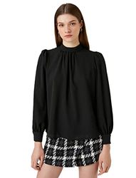 Koton Dames Drape Detail High Neck Long Sleeve Blouse, zwart (999), 36