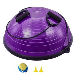 VEVOR Halve oefenbaltrainer, 58,4 cm baltrainer, 660 lbs stabiliteitsbal, yogabal met weerstandsbanden en voetpomp, krachtfitnessbal voor thuisgym, full body workout, paars
