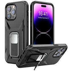 MYBAT Pro Stealth-serie telefoonhoesje voor iPhone 14 Pro Max hoesje met standaard 6,7 inch, ondersteuning magnetische autohouder, zware militaire kwaliteit valbeschermende robuuste bumper