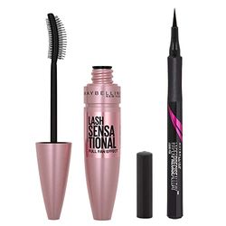 Maybelline New York The Siren Eye Bundle, Includes Lash Sensational Volumizing and Thickening Mascara in Shade 01 Very Black & Hyper Precise All Day Liquid Brush Tip Eyeliner in Black
