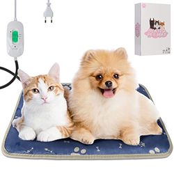 SXCDD Cuscino riscaldante elettrico per animali di piccola taglia, S, cuscino riscaldante per cani e gatti 60 cm x 35 cm con timer e piastra riscaldante. Cavo resistente da 35 a 40 cm