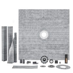 VEVOR Kit cordolo doccia, kit piatto doccia 72"x72" con flangia centrale in ABS da 2", griglia in acciaio inossidabile da 4", cordolo doccia impermeabile, membrana e striscia, bastoncini inclinati