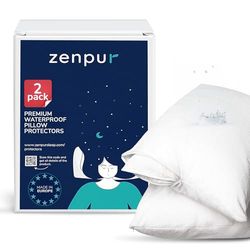 ZenPur Pack med 2 örngott, premium, 100 % vattentätt – allergivänligt överdrag med revolutionär Bi-Ome antibakteriell och Oeko-Tex-certifierad, 50 x 70 cm