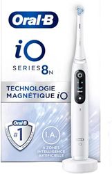 Oral-B iO 8N Brosse À Dents Électrique Blanche connectée Bluetooth, 2 Brossettes, 1 Étui De Voyage, Ensemble de 4 pièces