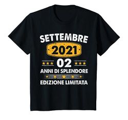 Bambino Settembre 2 Settembre 2021 2 Anni Compleanno Raggazo 2021 Maglietta