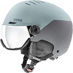 uvex wanted visor - skihelm voor dames en heren - met vizier - individueel passysteem - glacier - rhino matt - 54-58 cm
