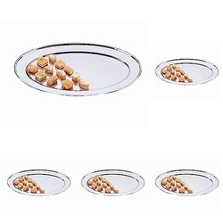 Olympia K362 Oval Serving Tray 10In/251mm Stainless Steel Platter, Silver (Pack of 5)