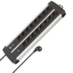Brennenstuhl Premium-ALU-Line extensão tomadas com 16 entradas e interruptor individual (cabo de 3 m, 2 x interruptor iluminado, fabricado na Alemanha)