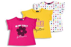 Chicco Set T-shirt Con Maniche Corte in cotone, Magliette Bambine e ragazze, Giallo, 2 anni (pacco da 3)