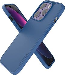 Smartish iPhone 14 Pro Slim Case - Gripmunk Compatibel met MagSafe [Lichtgewicht + beschermend] Dunne Grip Cover met Microfiber Voering - Blauw op de Groen