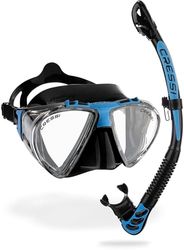 CRESSI Penta & Alpha Combo Black/Blue - Masque Penta + Tuba Alpha de Plongée et d'Apnée, Noir/Bleu, Taille Unique, Unisex