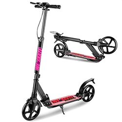 Hikole Big Wheel Scooter – 220 mm PU-hjul, ABEC 11, justerbar höjd, vikbar sparkcykel stadsskoter för vuxna ungdomar och barn från åtta år