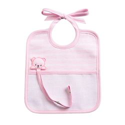 Filet - Bavoir en tissu doux aspect 3D avec bandeau et sac en tissu Aida, idéal pour les nouveau-nés, 100% Made in Italy, couleur rose et blanc, taille unique