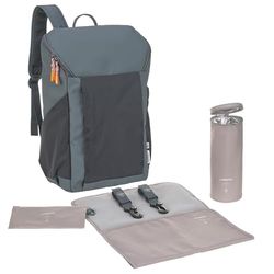 LÄSSIG Bébé Sac à dos à langer avec matelas à langer, fixation pour poussette et porte-bouteille/GRE Slender Up Backpack Reflective anthracite