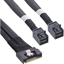 InLine Câble SAS Slim SFF-8654 8i vers 2 x SFF-8643 0,5 m 27648A