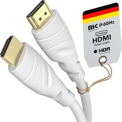 KabelDirekt – Cabo HDMI 8K/4K com blindagem A.I.S. 3 m (4 K @ 120 Hz/8 K@60 Hz para uma espetacular experiência Ultra HD, High Speed com Ethernet, Blu-ray/PS4/PS5/Xbox Series X/Switch, branco)