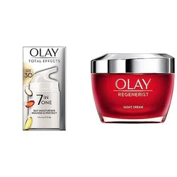 Olay Total Effects 7in1 Moisturiser With SPF 30 & Niacinamide, 50ml & Regenerist Night Cream 50 ml