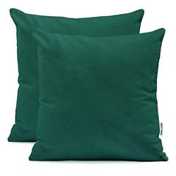 DecoKing 2 Fundas de Almohada de 80 x 80 cm, algodón, con Cremallera, Color Verde y ámbar