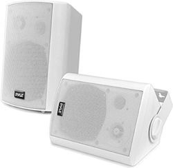 Pyle Cassa Bluetooth da Parete, Coppia Attiva e Passiva, Speaker Resistente all'Acqua, Suono Stereo, Altoparlante Bluetooth AUX IN
