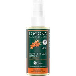 LOGONA Naturkosmetik & Care Hair Oil Organic Sea Buckthorn Intesive Care for Dry, Damaged Hair, Reaperted, 75 ml