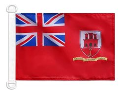 AZ FLAG - Drapeau Pavillon Civil Gibraltar - 45x30 cm - Pavillon Nautique Marchand Gibraltarien Spécial Bateau Et Extérieur en Maille Bloquée avec Anneaux Plastiques Intégrés - 30g