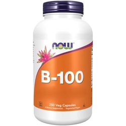 Now Foods, B-100, Complejo Vitamínico B, Alta Dosis, con PABA, 250 Cápsulas veganas, Probadas en Laboratorio, Sin Gluten, Sin Soja, Vegetarianas, No GMO