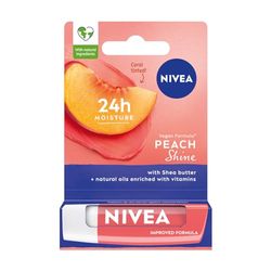 NIVEA Peach Shine Nawilżająca pomadka do ust z masłem shea, pielegnującymi olejkami i witaminami 4,8 g