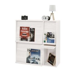 Iris Ohyama, Mueble de almacenamiento con 4 puertas plegables / Armario de madera / Abatible / Armario, Diseño,Modular, Oficina, Casa biblioteca - Flap Rack - FR-F4 - Roble Blanco