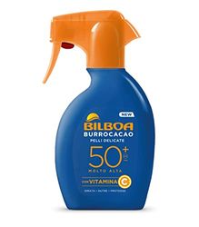 Bilboa Burrocacao Spray Solare Trigger SPF 50+, Protezione Solare Molto Alta per Pelli Sensibili, Formula con Vitamina C, Idrata, Nutre e Protegge, Dermatologicamente Testato, 250 ml