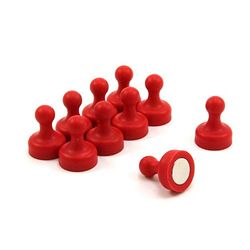 Aimant á Carrelage Rouge Haute Puissance pour Réfrigérateur, Bureau, Tableau Blanc, Tableau D'Affichage 19mm dia x 25mm de Haut - Pack de 100