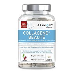 Collagène+ Beauté GRANIONS | Collagène Marin hydrolysé Type 1 | Peptides de collagene | Acide hyaluronique + Vitamine C + Magnésium | Goût Cerise | Made in France