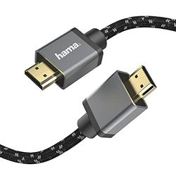 Hama Premium HDMI-kabel 1 meter Ultra High Speed (uitstekende monitorkabel 4K / 8K, 48 Gbit/s, UHD schermkabel eARC, Ethernet, HDR, aramidevezel kabelmantel, HDMI 2.1 kabel 120 Hz/60 Hz) 1m