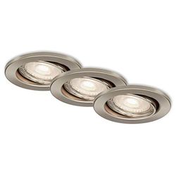 Briloner Leuchten - LED da incasso, set da 3 lampade da soffitto, modulo LED orientabile, ciascuno da 5 Watt, 460 Lumen, 3000 Kelvin, IP23, nichel opaco, 86 x 70 mm (DxH)