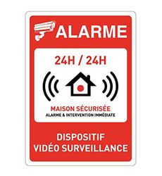 AUA SIGNALETIQUE - Waarschuwingsbord met afgeronde hoeken – alarm voor videobewaking voor thuis – 350 x 490 mm, pvc 1,5 mm