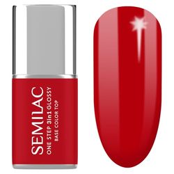 Semilac S530 Smalto UV 3 in 1 One Step Glossy Scarlet 7 ml – Smalto gel UV rosso | Colore intenso, facile e veloce da applicare