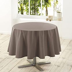 douceur d'intérieur, Nappe Ronde (Diamètre 180 cm) Essentiel Taupe, Polyester